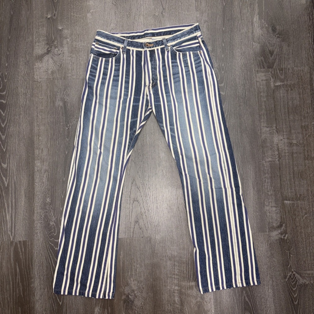 VTG Edwin 505 Selvedge Jeans 33x34 True 33x30 Striped Whisker Fade Denim Limited